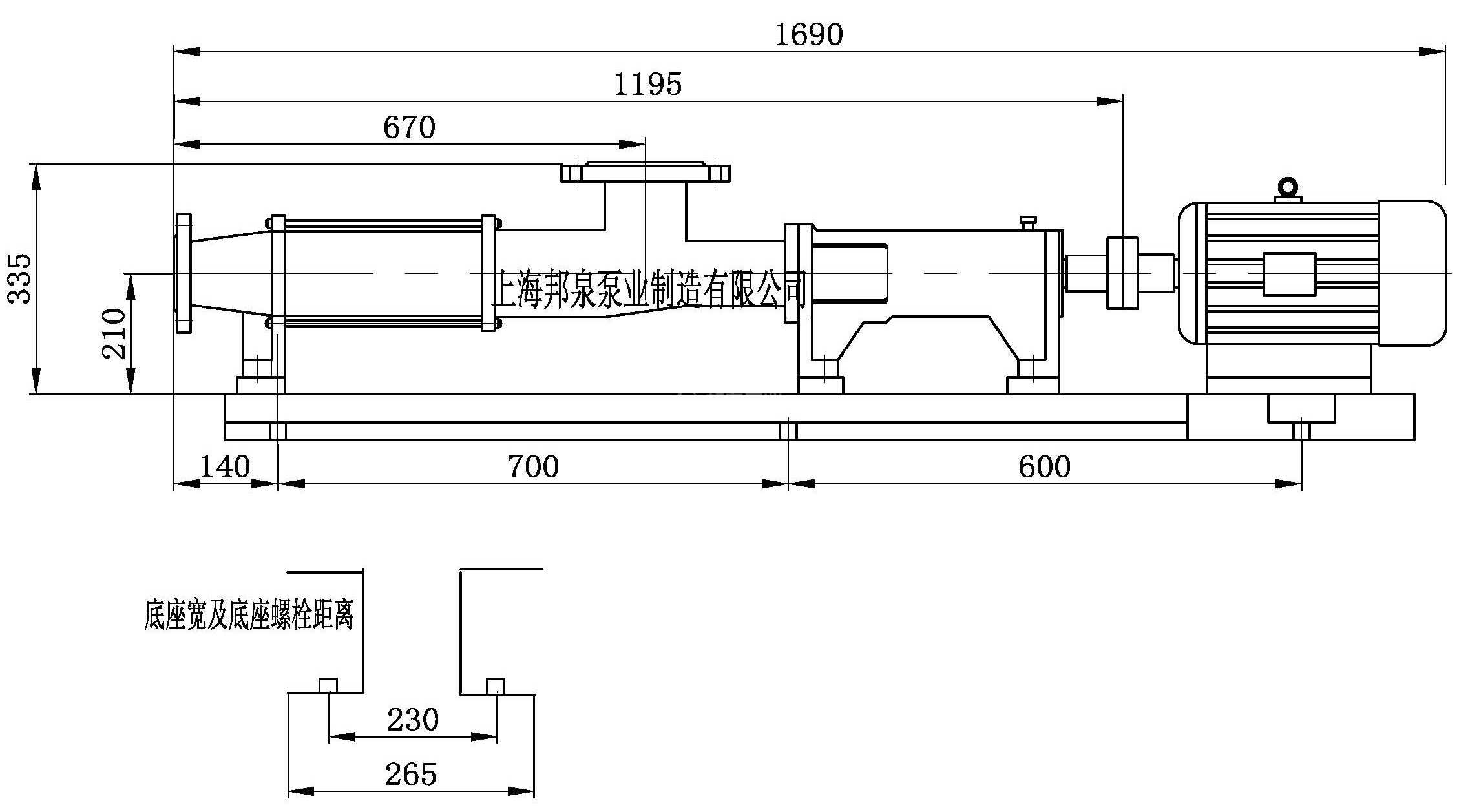 上海龙八头号玩家唯一泵业G25-2螺杆泵外形安装尺寸图