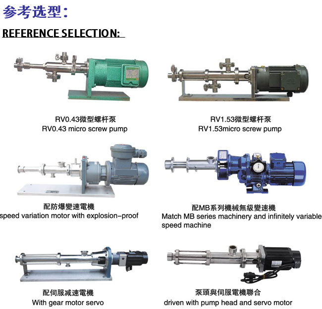 RV微型螺杆泵选型